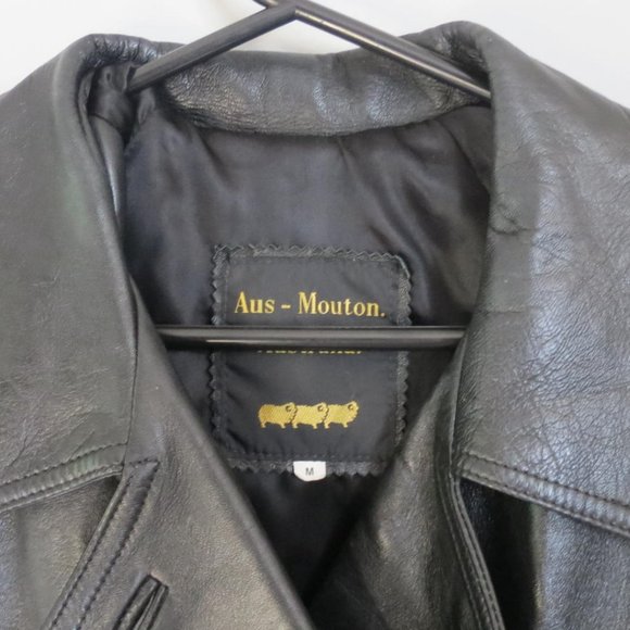 AUS-MOUTON AUSTRALIA - vintage double breasted leather coat - size med - Picture 6 of 8